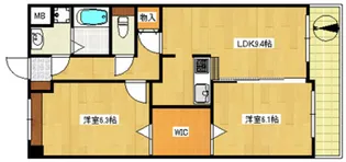 ディアコート南花畑 壱番館【3階】の間取り