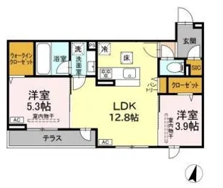 エスペリアつきみ野【1階】の間取り
