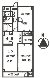 平和マンション女鳥羽【2階】の間取り