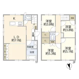埼玉県川口市南鳩ヶ谷3【一戸建】の間取り