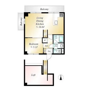 オリエンタル南麻布【7階】の間取り
