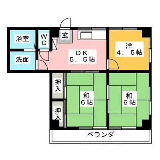 スカイマンションアサヒ【2階】の間取り