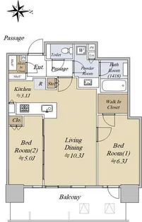 シティタワー国分寺ザ・ツイン ウエスト【6階】の間取り