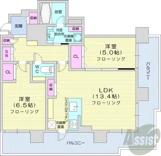 ブランズタワーアイム札幌大通公園【2階】の間取り