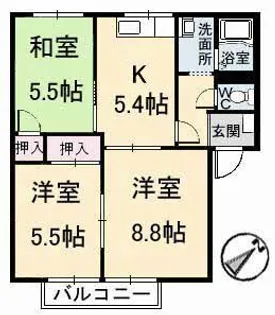 ヴィラ キャロット A棟【2階】の間取り