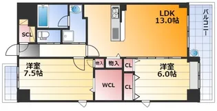 スクエアリンク【6階】の間取り