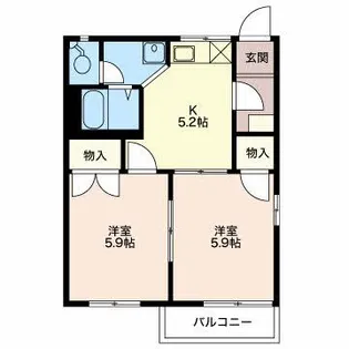 富貴原ハイツ D【2階】の間取り
