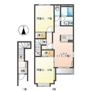 パークハイツ【2階】の間取り