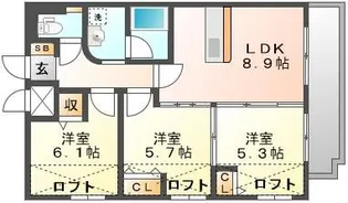 グランドポレストーネ大手町弐番館【9階】の間取り