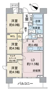 ザ・パークハウスさいたま新都心【4階】の間取り