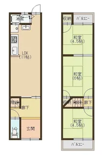 大阪府門真市朝日町【一戸建】の間取り