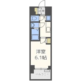 プレサンスタワー難波WEST【6階】の間取り