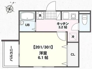 タウンフィールド2A【3階】の間取り