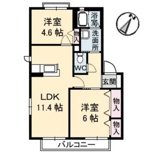 フォンテーヌ 大福 A棟【2階】の間取り