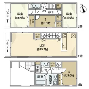 神奈川県横浜市鶴見区下野谷町1【一戸建】の間取り