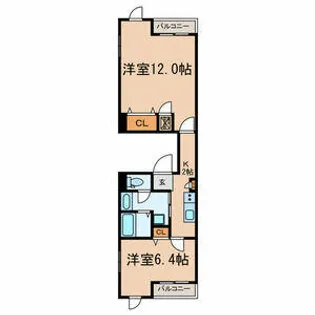 サザンフロント新富町【3階】の間取り