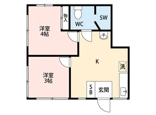 コーポサンタウン【1階】の間取り