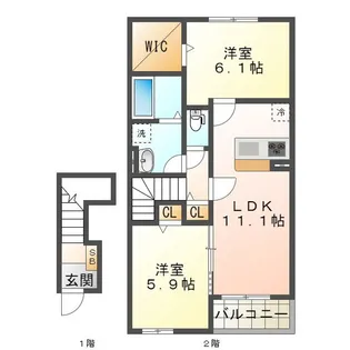 ガーデン一身田【2階】の間取り
