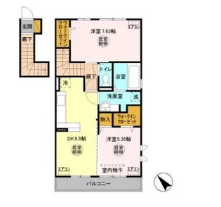 ヴィラボヌール【2階】の間取り