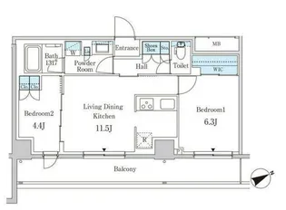 東京都世田谷区代沢2【マンション】の間取り