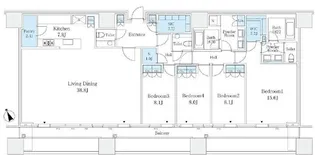 東京都港区麻布台1【マンション】の間取り