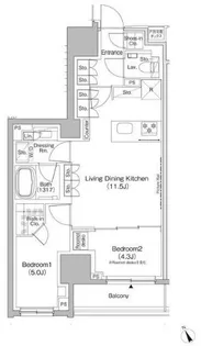 ザ・パークハビオ日本橋茅場町【8階】の間取り