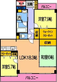 ゆとりす長嶺1棟【3階】の間取り