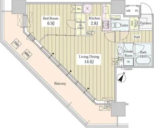 ユニゾンタワー【15階】の間取り