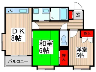 エメラルドハイツE【2階】の間取り