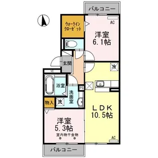 グッドラック・ワン A棟【1階】の間取り