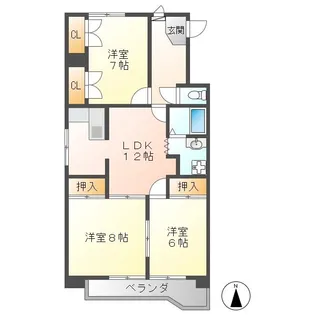 赤塚ハイツ【2階】の間取り