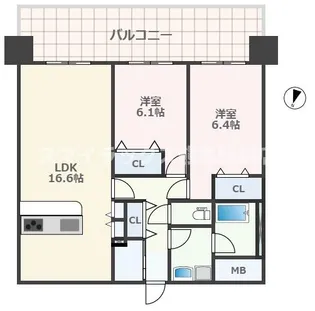 ニューガイア水前寺No.54【5階】の間取り