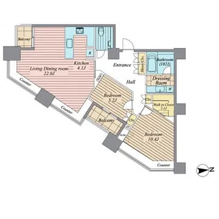 高輪ザ・レジデンス【32階】の間取り