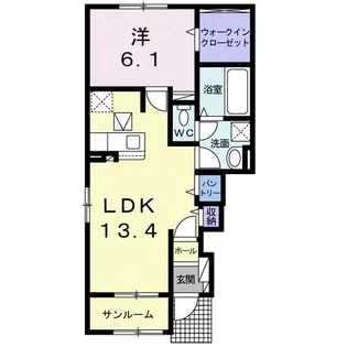 パーラメントハウスII B【1階】の間取り