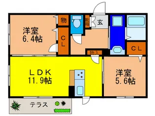 アリオ-ゾ宝塚【1階】の間取り