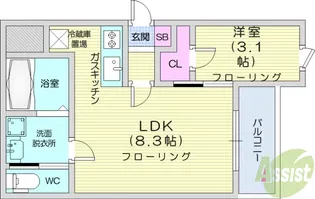 OUTRIGGER六十人町【1階】の間取り