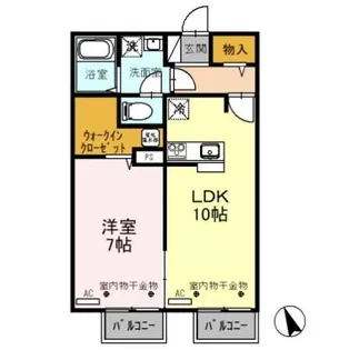 宇都宮テックハイツ B【2階】の間取り