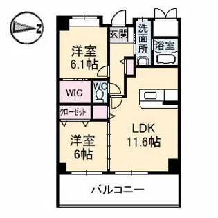 ヴィラージュ緑井【6階】の間取り
