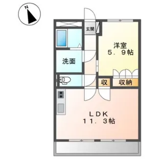 1LDKの間取り画像