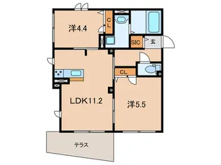 プレジール栄町【1階】の間取り