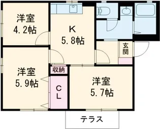 宝ハイツ8【1階】の間取り