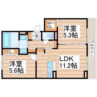 D-room Dearcourt幸町II【1階】の間取り