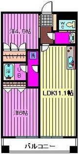 ウエストマンション北越谷【2階】の間取り