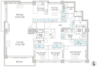 マリックス島津山【3階】の間取り