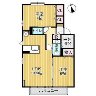 ラ・ビュー参番館【2階】の間取り