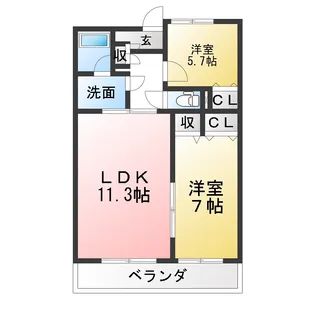 メルベーユ大浜【2階】の間取り