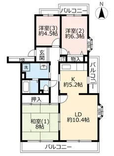 UR千葉ニュータウンプロムナード桜台3番街【4階】の間取り