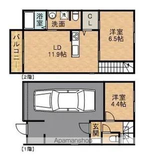 La vie Garege舞阪【1階】の間取り