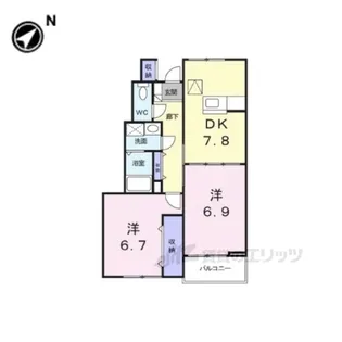 アーバン縄手B【1階】の間取り