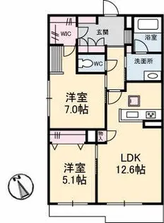 パルボヌール【1階】の間取り
